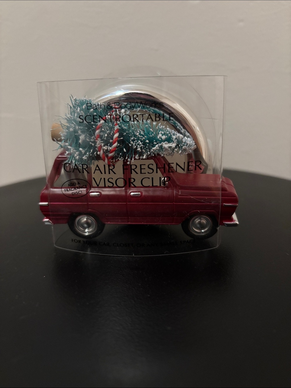 Bath & Body Works Maroon Holiday Car Visor Clip Air Freshener